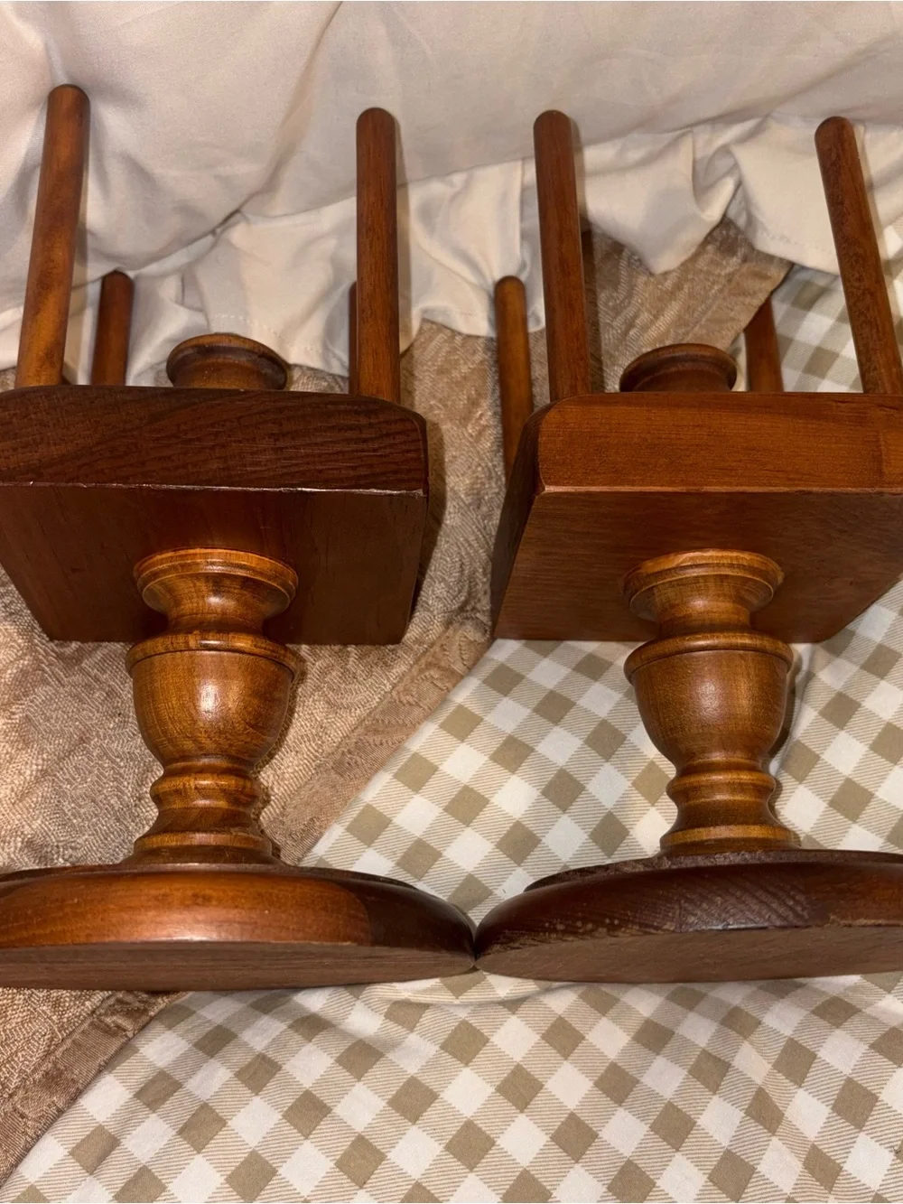 Vintage 1970s Wooden Candle Holders – Matching Pair-hurricane’s not included